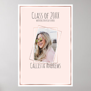 Poster SIGNATURE Photo Rose Gold Pink Graduation Party