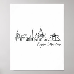Poster Signature Skyline de la ville de Kiev - Souvenir d