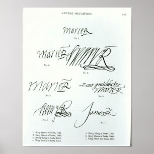Poster Signatures de la reine de Mary des Ecossais