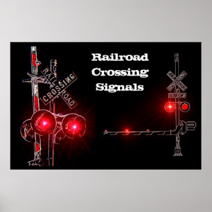 Poster Signaux de croisement de chemin de fer au néon