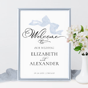 Poster Signaux Mariages d'accueil   Blue Bow Calligraphy