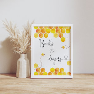 Poster Signe Abeille Aquarelle Livres et Diapositives