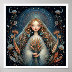 Poster Signe astrologique Vierge Zodiaque Céleste