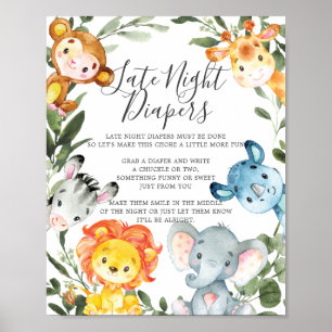 Poster SIGNE Baby shower Animaux de la Jungle Diapeurs de