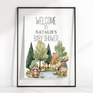Poster SIGNE Baby shower Boho Woodland Animaux