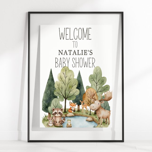 Poster SIGNE Baby shower Boho Woodland Animaux (Créateur téléchargé)