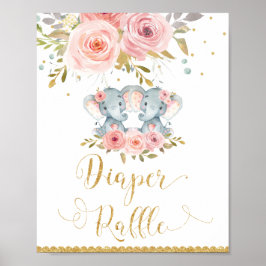 Poster Signe Baby shower de couches éléphant Twin Girls