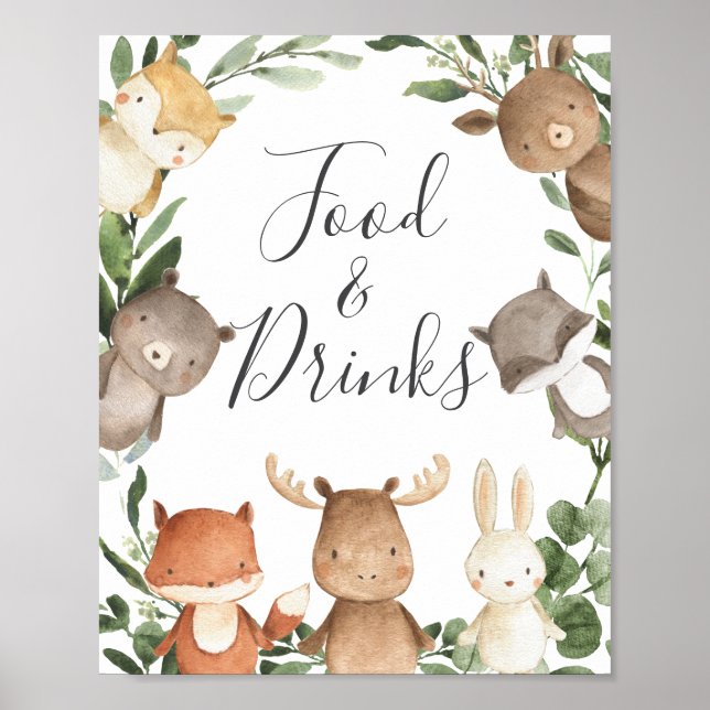 Poster SIGNE Baby shower de nourriture et boissons Woodla (Devant)
