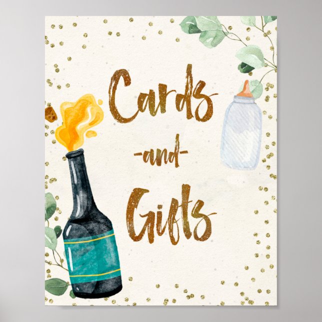 Poster Signe Baby shower des bouteilles et des cadeaux (Devant)