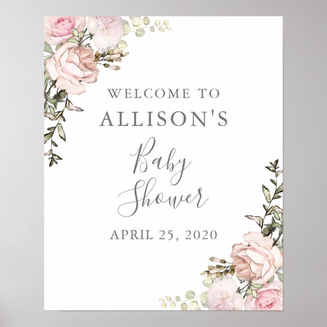 Poster SIGNE Baby shower Floral Spring (Devant)