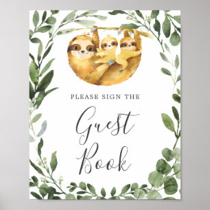 Poster SIGNE Baby shower Jumeaux Sloth