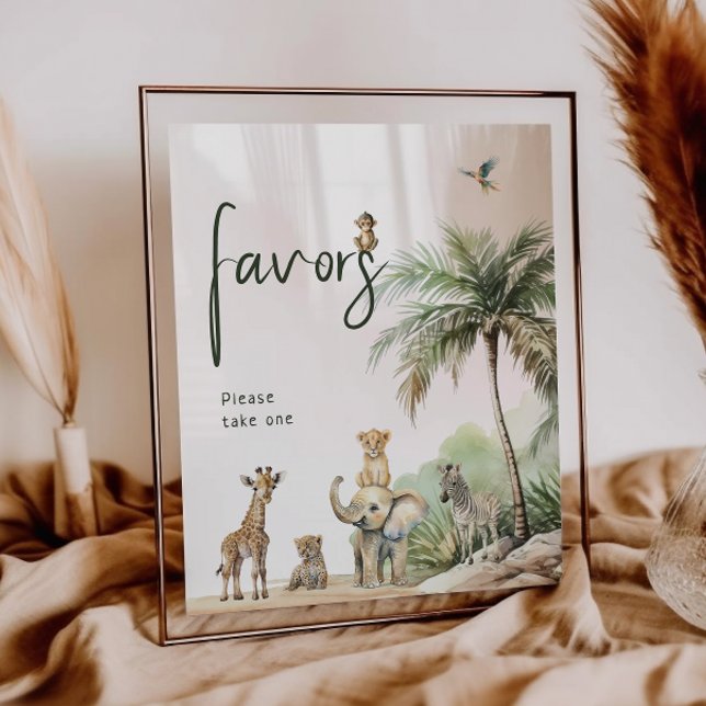 Poster SIGNE Baby shower Jungle Safari Animaux Faveurs (Créateur téléchargé)