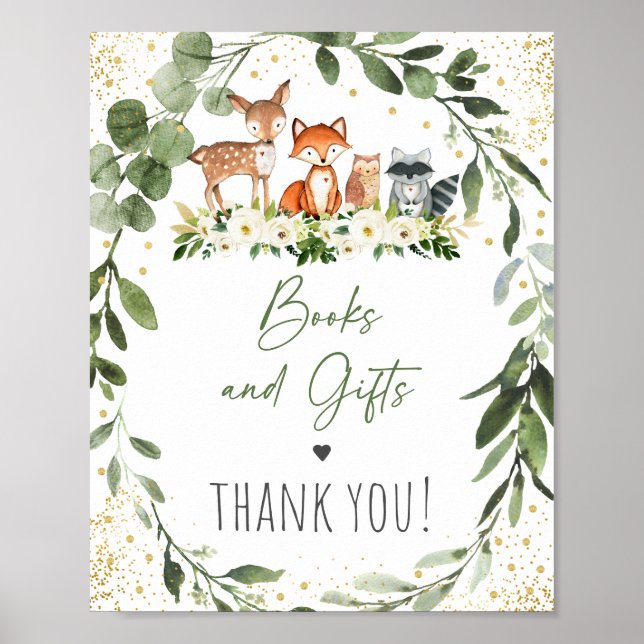 Poster SIGNE Baby shower Livres & Cadeaux Woodland (Devant)