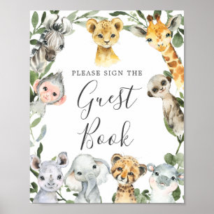 Poster Signe Baby shower Safari Animaux