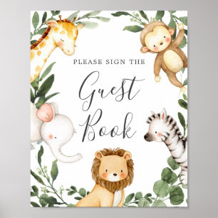 Poster Signe Baby shower Safari Animaux