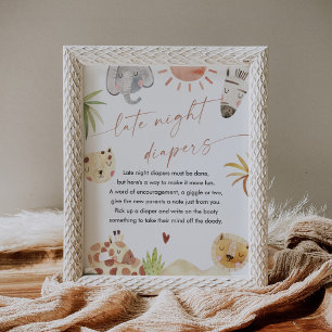 Poster SIGNE Baby shower SAFARI Late Night Diapers