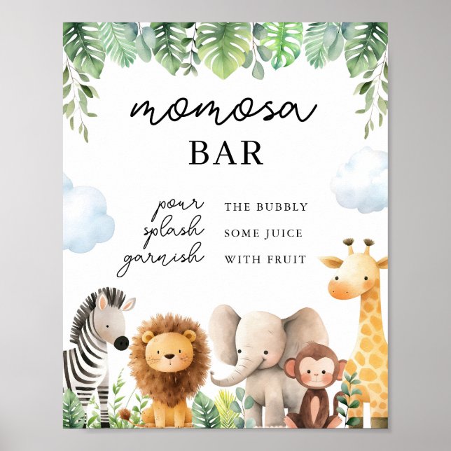 Poster SIGNE Baby shower Safari Momosa Bar (Devant)