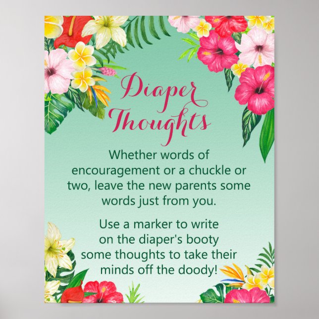 Poster SIGNE Baby shower tropical de Luau (Devant)