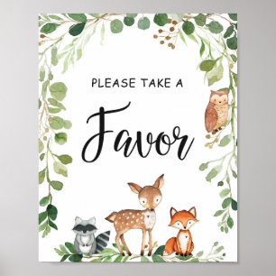 Poster SIGNE Baby shower vert bois Favoriser