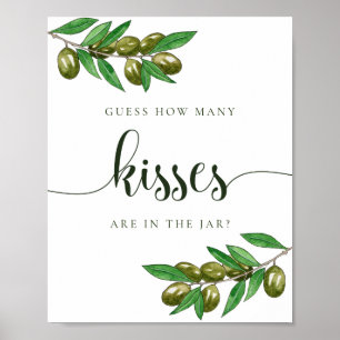 Poster Signe baiser olive aquarelle