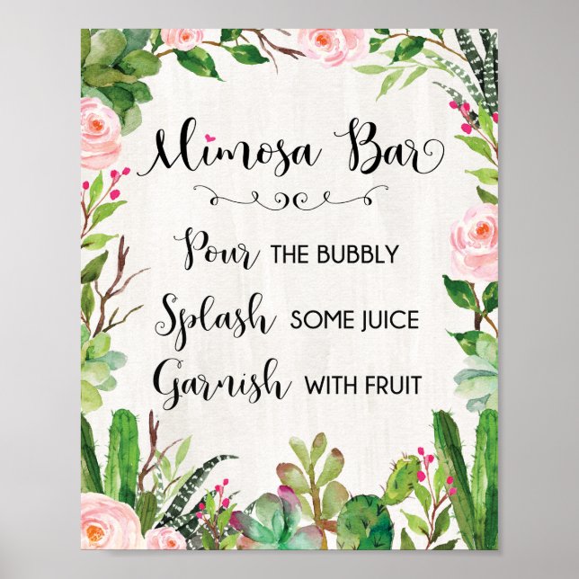 Poster SIGNE BARRE Mimosa Cactus Succulent Mariage floral (Devant)