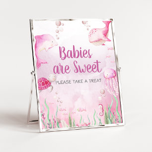 Poster Signe Bébés de Bain Rose Sous l'Océan sont Mignons