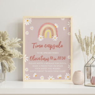 Poster Signe Boho Rainbow Daisy Anniversaire heure Capsul