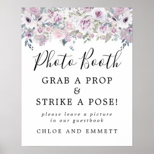 Poster Signe Booth Rustique Violet Floral Mariage
