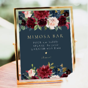 Poster SIGNE BURMANTIQUE ET Bleu Marine Floral Mimosa Bar