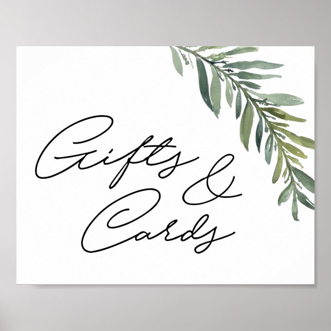 Poster Signe cadeau 10" x 8" Aquarelle feuille (Devant)