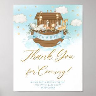 Poster Signe Chic Noah's Ark Blue Boy Merci pour le futur