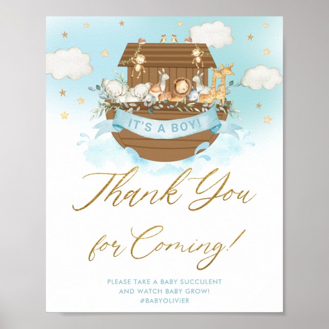 Poster Signe Chic Noah's Ark Blue Boy Merci pour le futur (Devant)