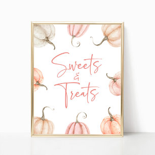 Poster SIGNE Citrouille blanc rose Chute Douceurs et Trai