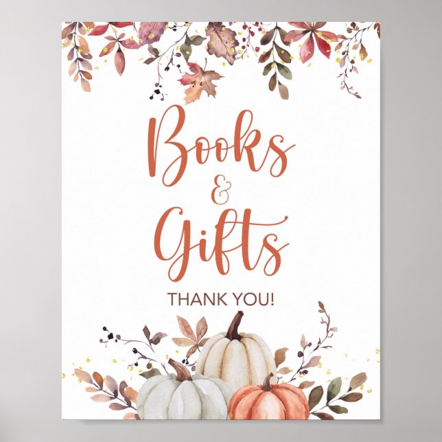Poster Signe Citrouille de douche pour livres et cadeaux  (Devant)
