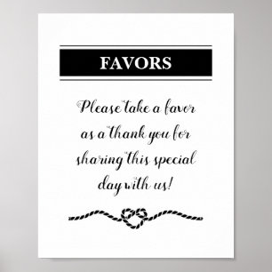 Poster Signe Coeur de cordes Faveurs de mariage nautique