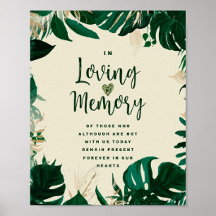 Poster Signe commémoratif des Feuilles tropicaux en amour