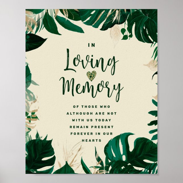 Poster Signe commémoratif des Feuilles tropicaux en amour (Devant)