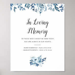 Poster signe commémoratif mariage des fleurs d'aquarelle