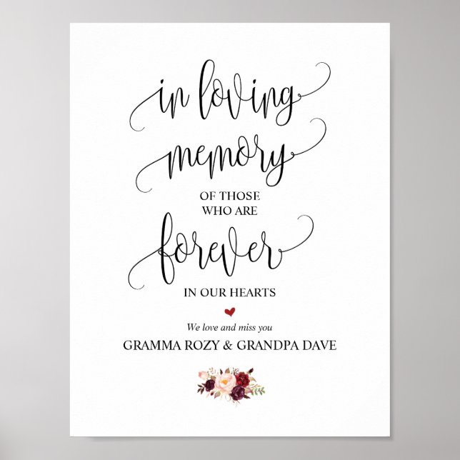 Poster Signe commémoratif pour toujours dans nos coeurs (Devant)