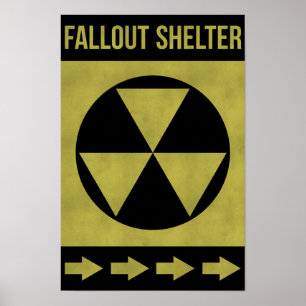 Poster Signe d'abri contre les retombées radioactives