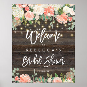Poster signe d'accueil rustique de la douche nuptiale en