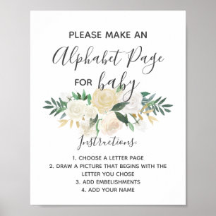 Poster Signe d'activité de la page Alphabet Fleurs baby s