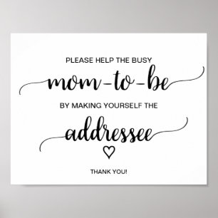 Poster Signe d'adressage de calligraphie noire simple