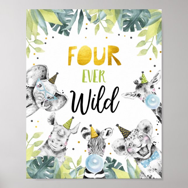 Poster SIGNE D'ANNIVERSAIRE DE FÊTE DE QUATRE ÊTES Sauvag (Devant)