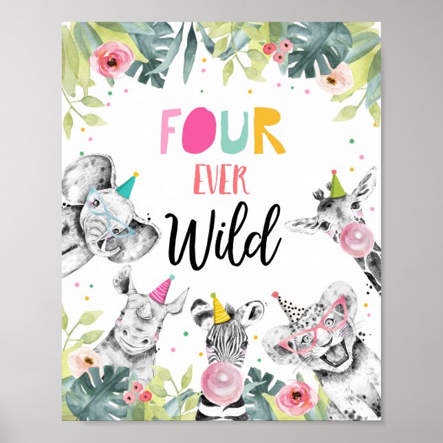 Poster SIGNE D'ANNIVERSAIRE DE FÊTE DE QUATRE ÊTES Sauvag (Devant)