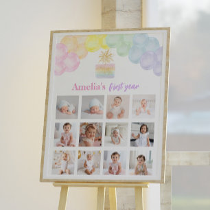 Poster Signe d'anniversaire de la photo de l'arc-en-ciel