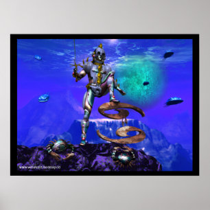 Poster SIGNE D'ANNIVERSAIRE DU Zodiac SOUS-MER SURRÉAL /