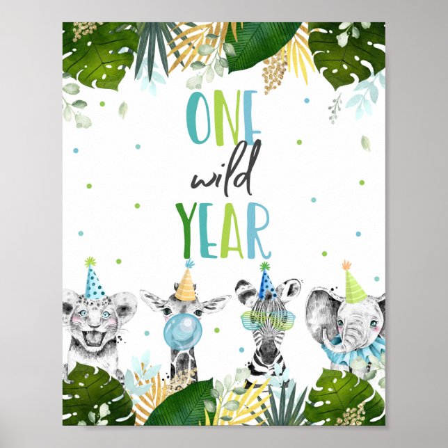Poster Signe d'anniversaire d'une année sauvage Safari Pa (Devant)