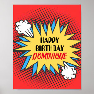 Poster Signe d'anniversaire, Thème Superhero, Personnalis