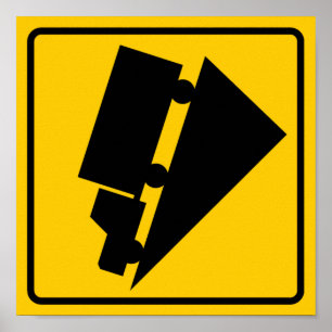 Poster Signe d'avertissement de colline ou de route de